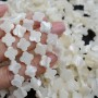 Natural Trochus Shell Beads Clover ~12mm white color, 2 beads