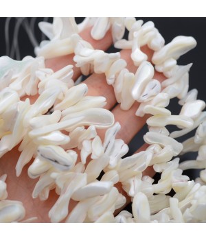 Mother of Pearl(Shell) Beads 15-30mm Freeform White color, 1 strand 40cm