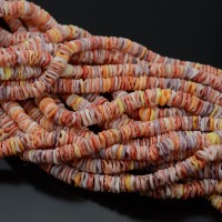 Natural Sea Shell beads ~5-6mm flat round Mix color, 1 strand 40cm