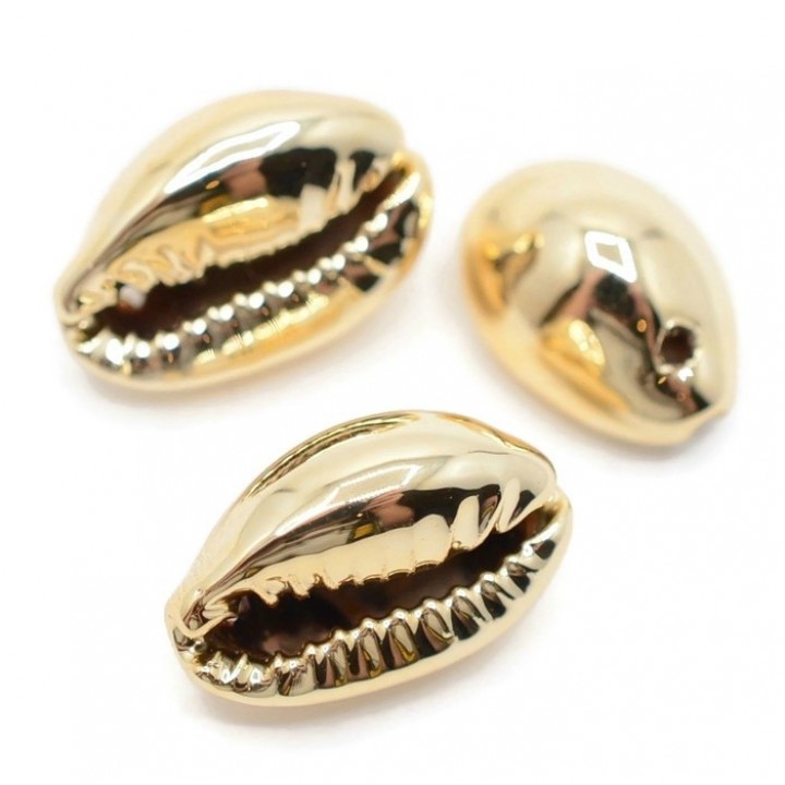 Natural cowrie shell 14~16 : 8~9mm, gold plated