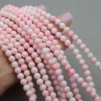 Бусины из ракушки ~6мм цвет Розовый Зефир, нить 40см