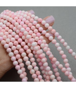 Round Natural Sea Shell beads ~6mm pink color, 1 strand 40cm
