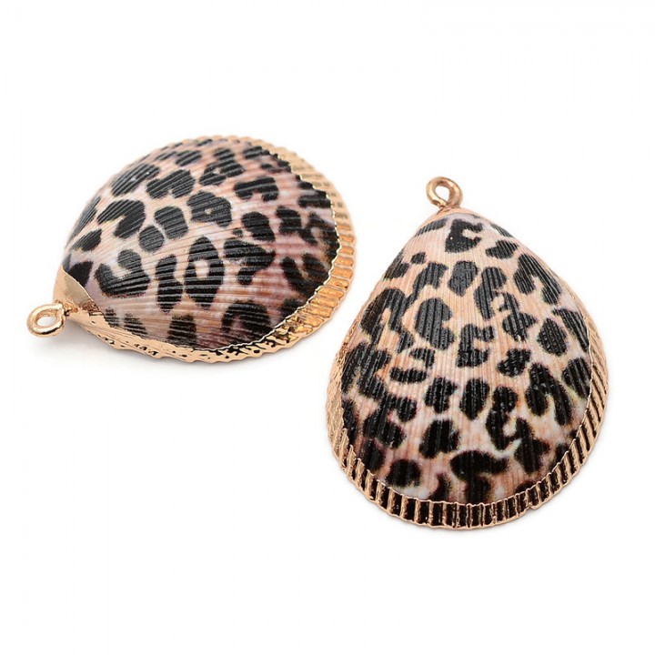 Concha natural 25~30mm color Leopardo con revestimiento galvánico