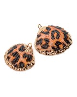Concha natural 22~28mm color Leopardo con revestimiento galvánico