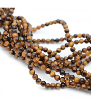 Natural Tiger eye Round Beads 4mm, 1 strand