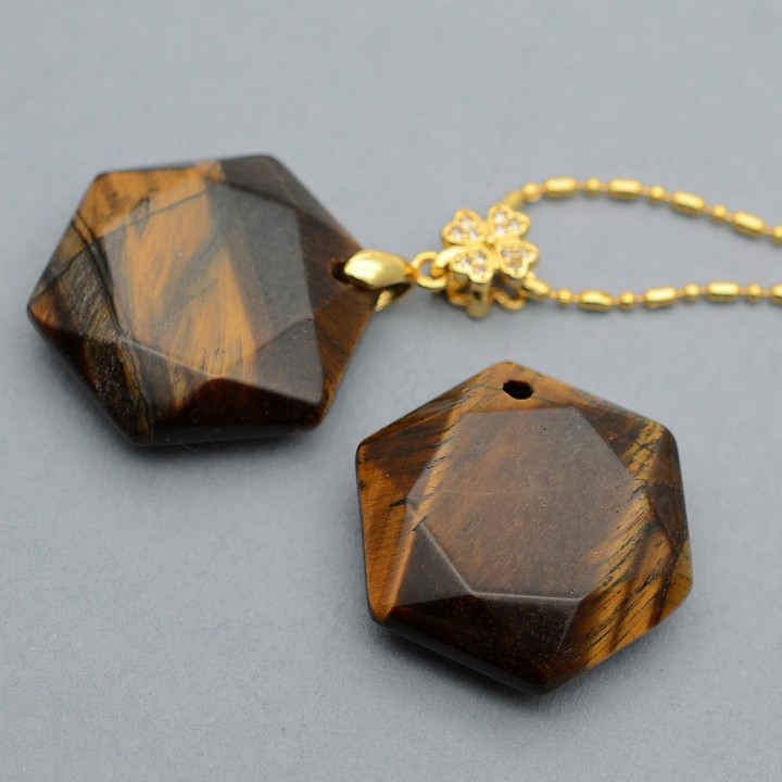 Tiger eye Hexagon pendant, 1 piece