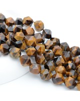 Ojo de Tigre natural 10mm forma poliedro, 1 hilo