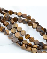 Ojo de Tigre natural Disco ~8:5mm, 1 hilo 43cm