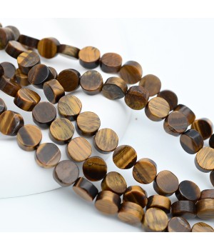 Ojo de Tigre natural Disco ~8:5mm, 1 hilo 43cm