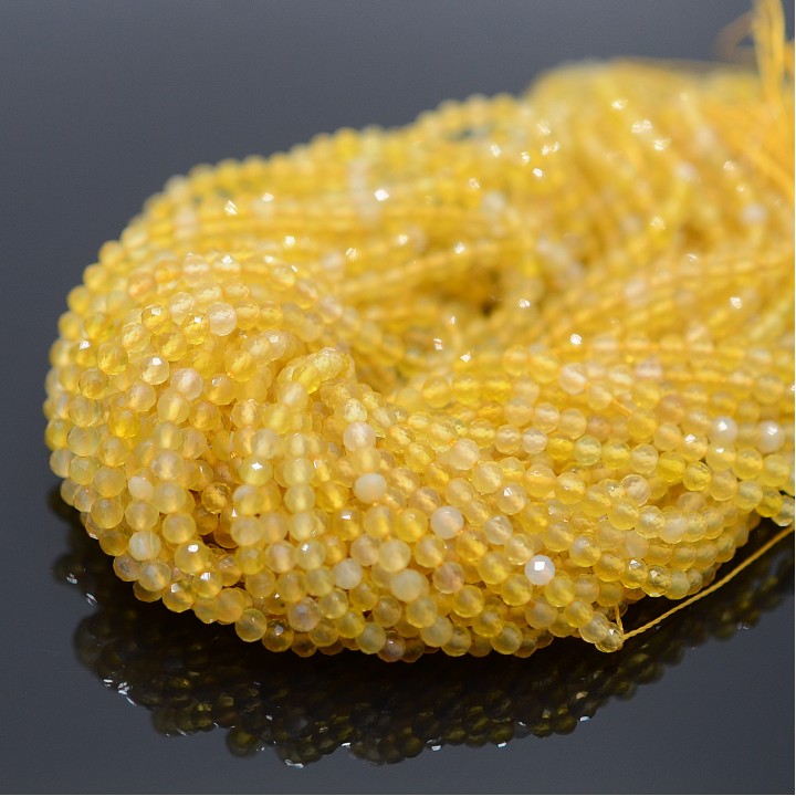 Yellow opal natural beads 3mm faceted