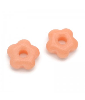 Natural Stone Bagel Flower 15:5mm Salmon color, 1 piece