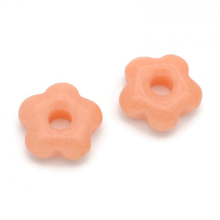 Natural Stone Bagel Flower 15:5mm Salmon color, 1 piece