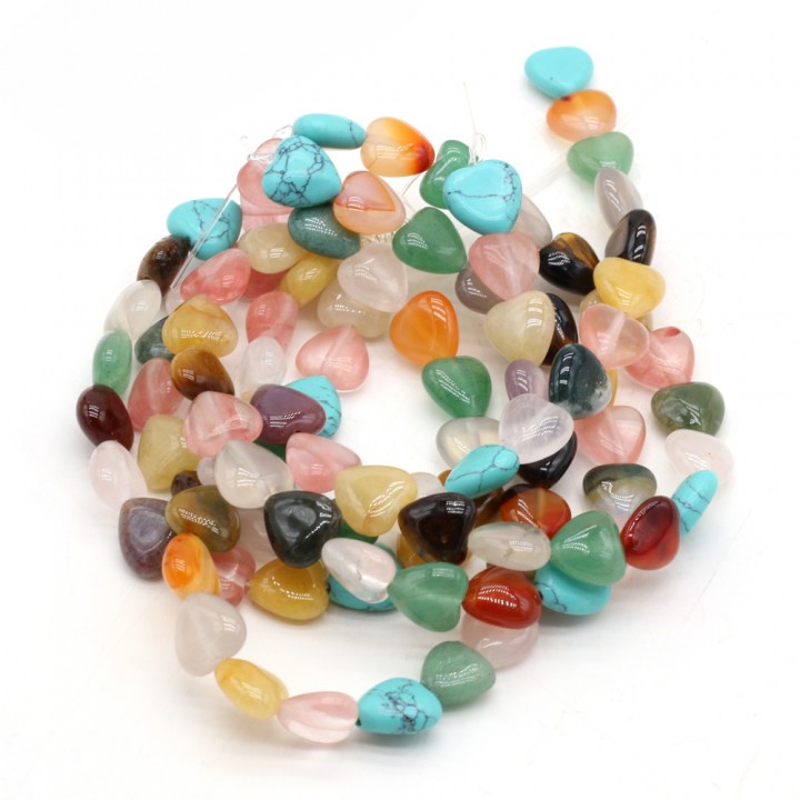 Mix of natural stones Heart 10mm, thread 19cm