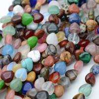 Mix Piedras semipreciosas naturales Сorazón 10mm, 1 tira de 37cm