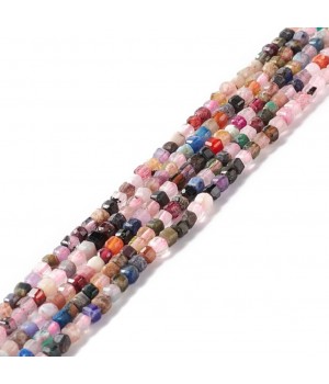 Mix of natural stones Heart 10mm 1 strand 37cm