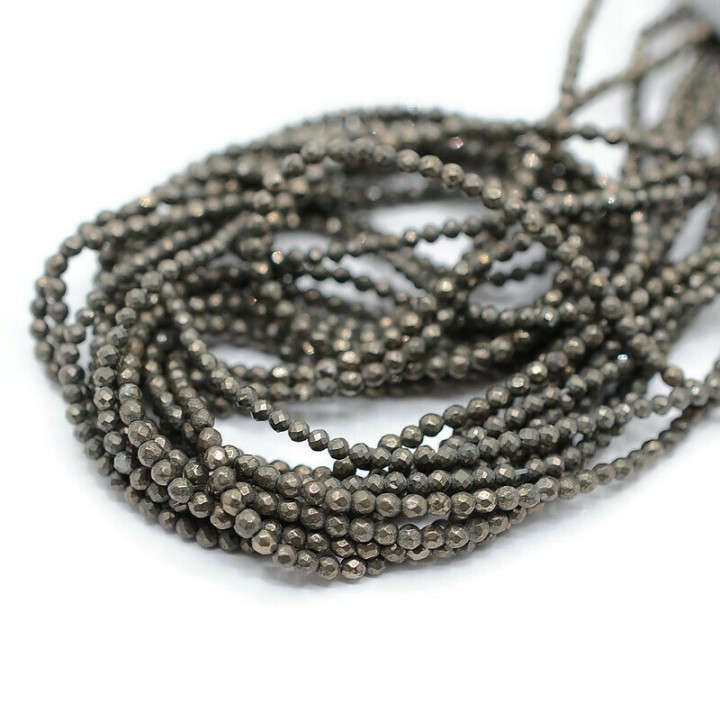 Pyrite natural beads 2mm faceted