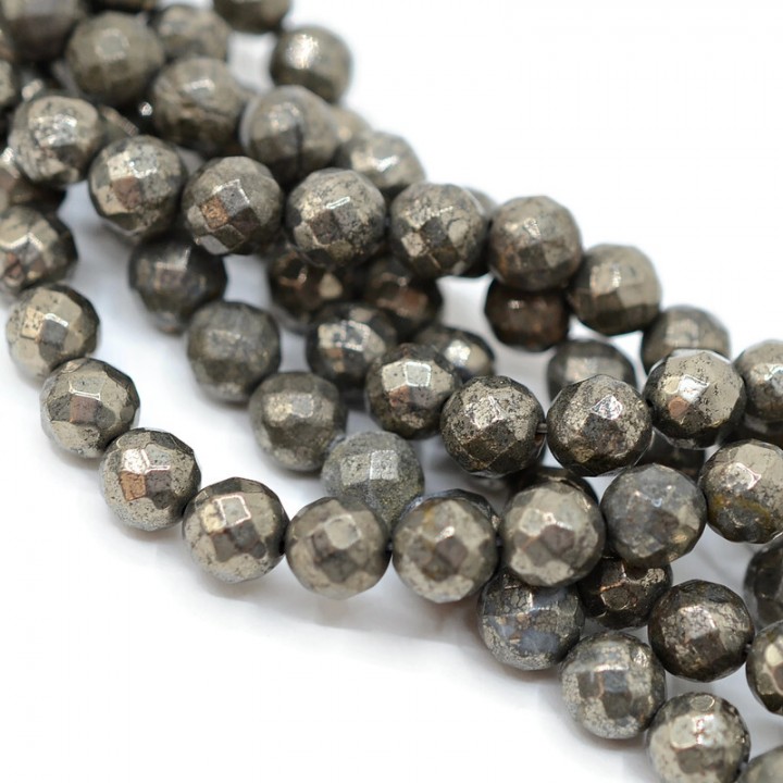 Pyrite natural beads 8mm faceted