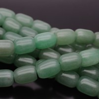 Venturina verde natural barril ~12x16mm, hilo 40cm