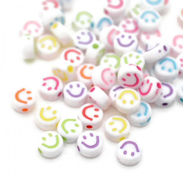 Beads Smile Mix plastic white, 10 pieces