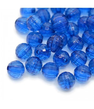 Faceted acrylic beads 8mm 50 pieces, blue