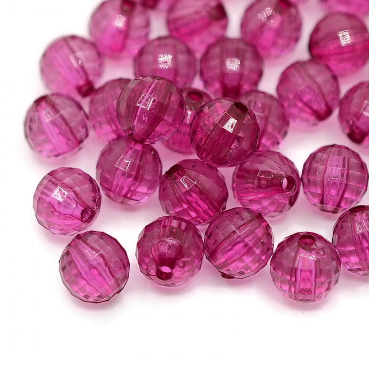 Faceted acrylic beads 8mm 50 pieces, burgundy