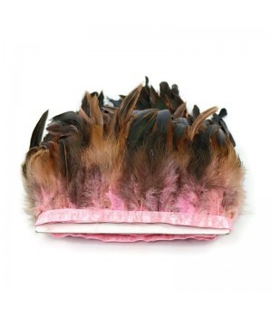 Rooster feather on ribbon Pink, 10cm