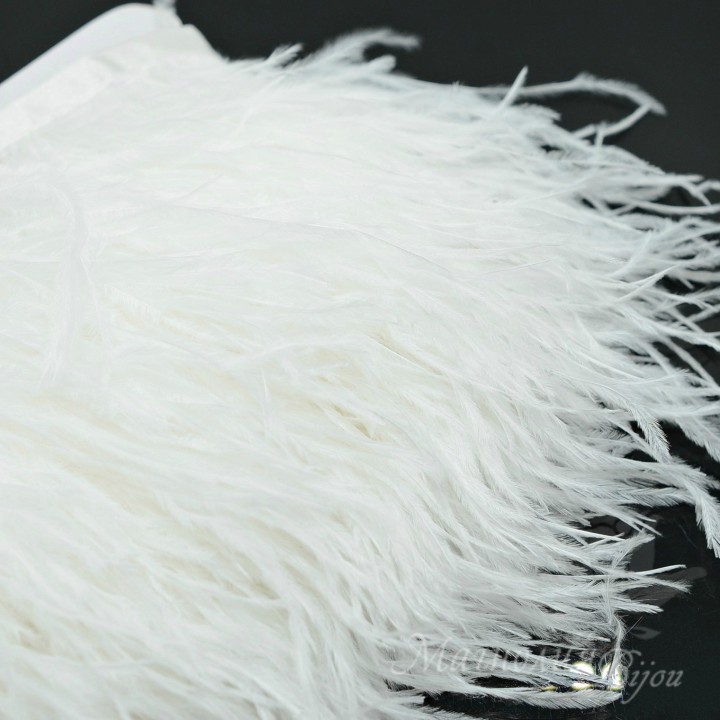 Ostrich feathers on ribbon White, 10cm