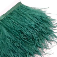 Перья страуса на ленте Dark Green, 10см