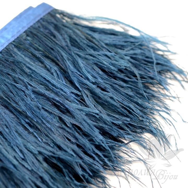 Ostrich Feathers on Ribbon Navy Blue, 10cm