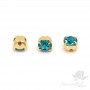 Sew-on chatons in Blue Zircon 4mm/ss16 gold, 20 pieces
