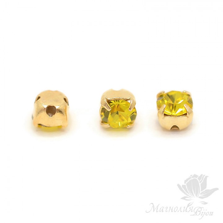 Sew-on chatons in Citrine 4mm/ss16 gold, 20 pieces