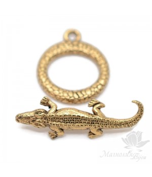 Togle "Crocodile", antique gold