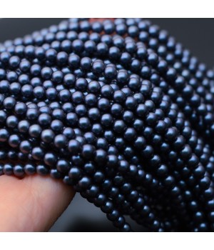 Crystal Pearl Round Bead Strand 4mm color blueberry, 1 strand