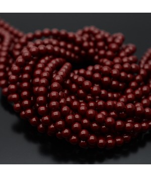 Crystal Pearl Round Bead Strand 4mm, color dark red