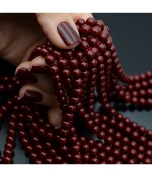 Crystal Pearl Round Bead Strand 6mm, color dark red