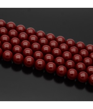 Crystal Pearl Round Bead Strand 8mm, color dark red