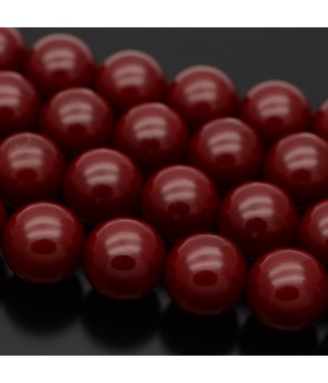 Crystal Pearl Round Bead Strand 12mm, color dark red