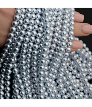 Жемчуг Майорка Aurora Blue зеркальный 6мм, нить(68 бусин)