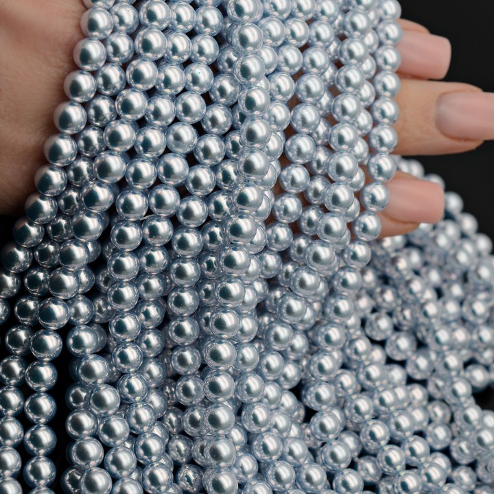 Жемчуг Майорка Aurora Blue зеркальный 6мм, нить(68 бусин)