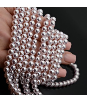 Жемчуг Майорка Aurora Pink зеркальный 6мм, нить(68 бусин)