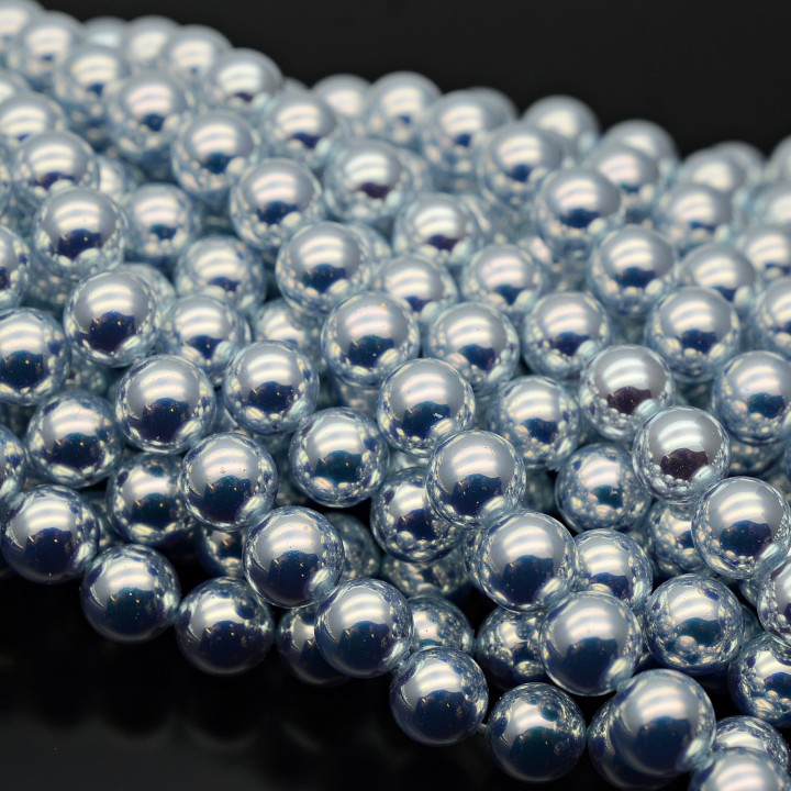 Жемчуг Майорка Aurora Blue зеркальный 8мм, нить(50 бусин)