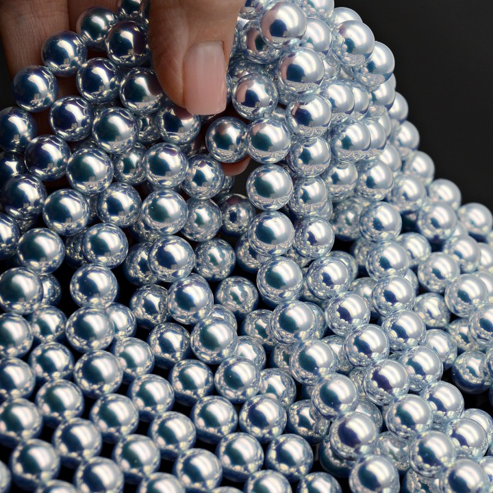 Жемчуг Майорка Aurora Blue зеркальный 10мм, нить(40 бусин)