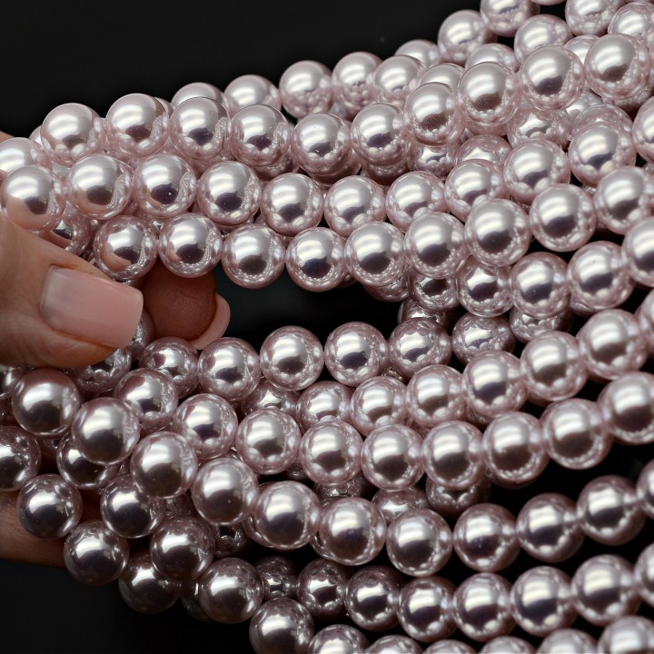 Жемчуг Майорка Aurora Pink зеркальный 10мм, нить(40 бусин)