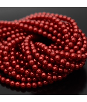 Crystal Pearl Round Bead Strand 4mm, color red