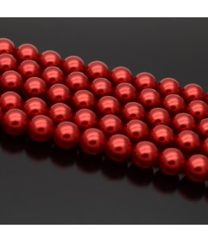 Crystal Pearl Round Bead Strand 8mm, color red