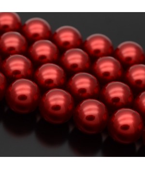 Crystal Pearl Round Bead Strand 12mm, color red