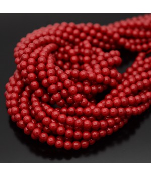 Crystal Pearl Round Bead Strand 4mm, color red