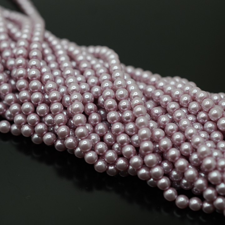 Crystal Pearl Round Bead Strand 4mm, color medium purple