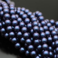 Round Shell Pearl Bead 6mm, color blueberry