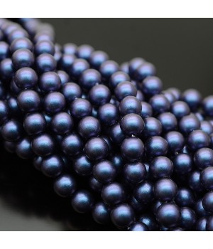 Round Shell Pearl Bead 6mm, color blueberry